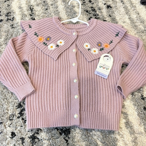 Moonut Purple Toddler Cardigan with Floral Embroidery size 3T - Picture 5 of 7
